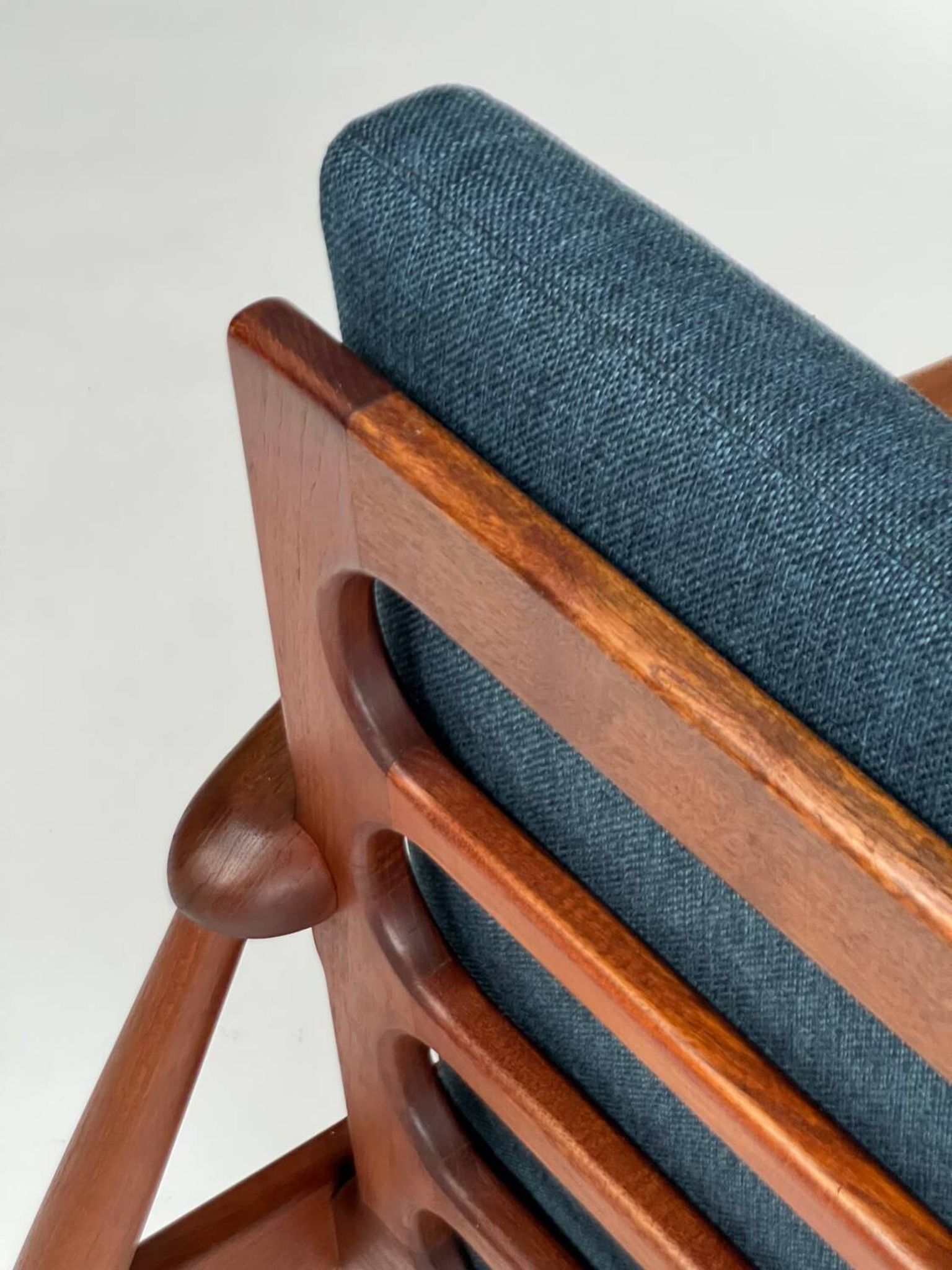 Mid-century teak armchair easy chair reupholstered 60s vintage