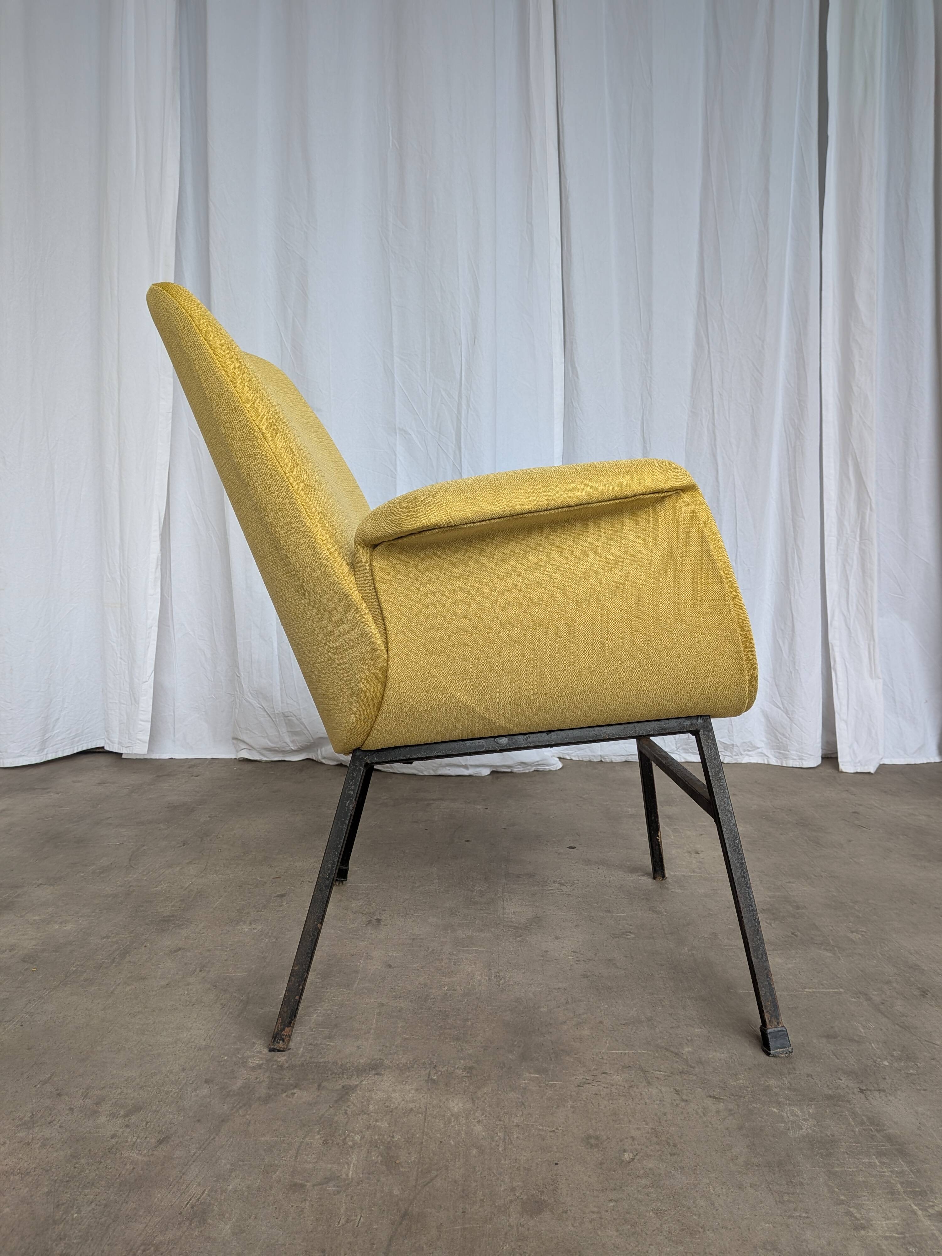 Vintage Mid-Century Modern Yellow Fabric Armchair - Alvin Lustig Style