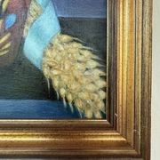 Vintage still life with flowers and objects – Canvas painting signed Maine