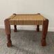 Scandinavian ottoman footrest in wood and rope 70s