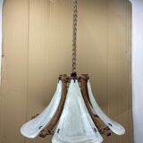Bamboo acrylic and opaline hanging pendant, 1970,  58cm