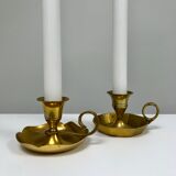 Duo of brass candlesticks