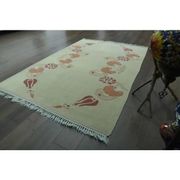 1970s Vintage Turkish Handmade Wool & Cotton Beige Area Rug 160x231