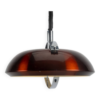 Red Metallic and Chrome 70s Pendant Lamp