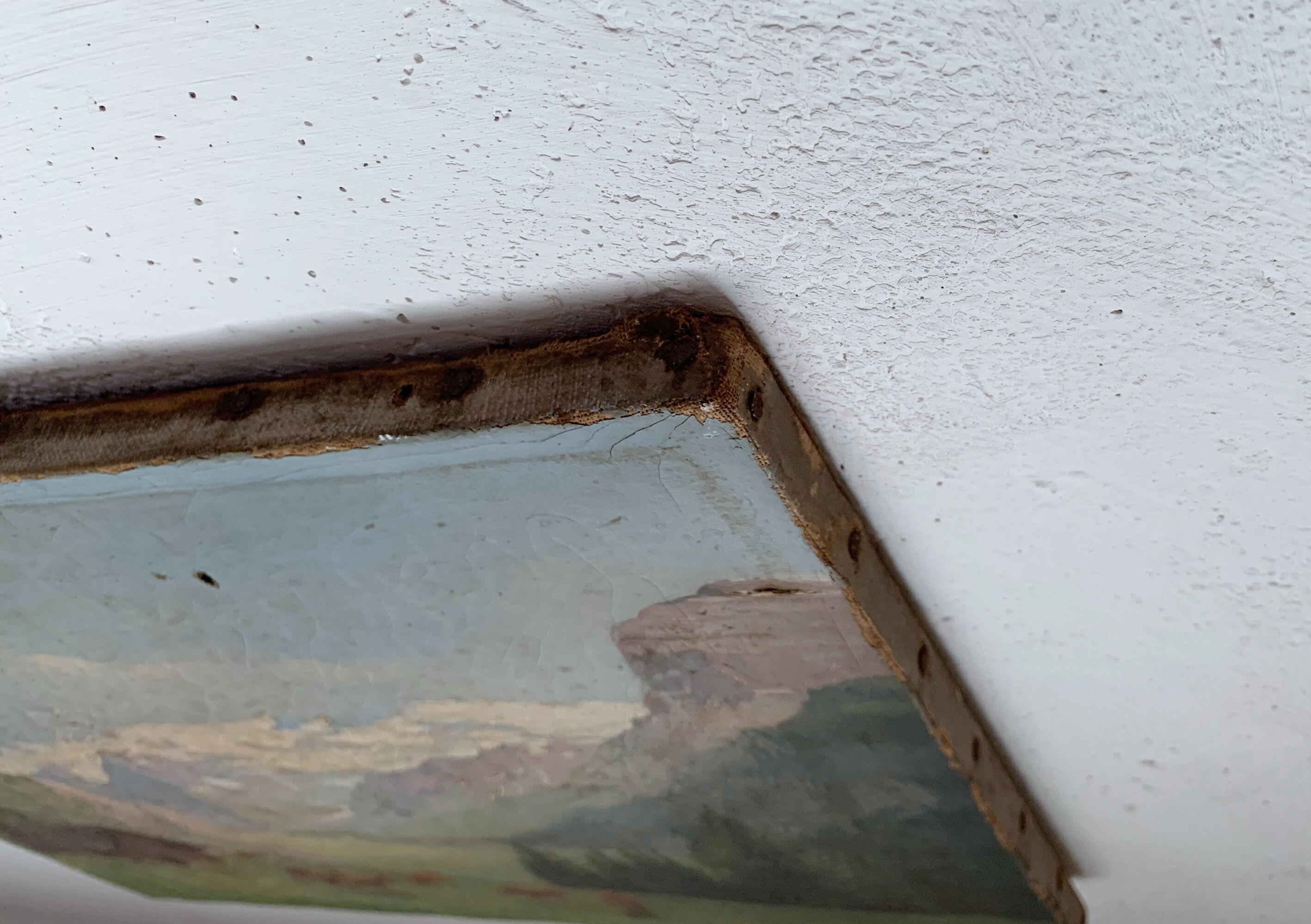Painting mountain landscape, cows, small cottage...
