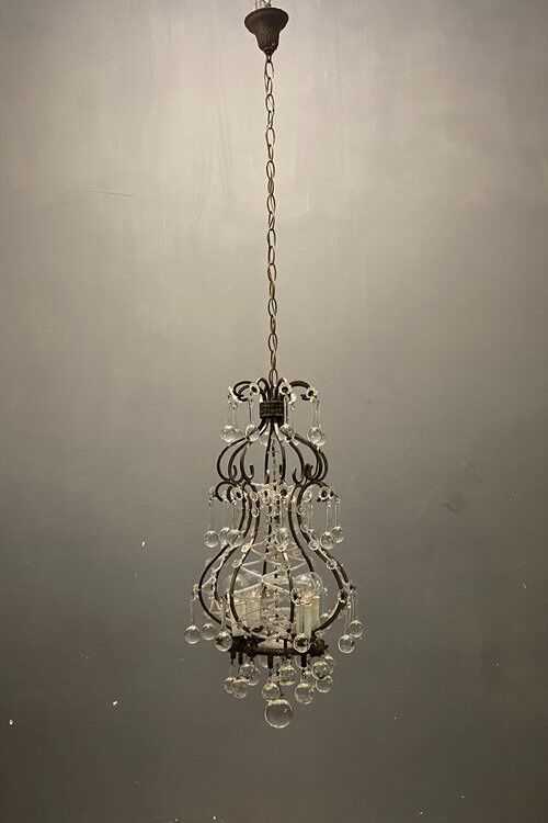 Vintage italian light pendant with murano glass drops