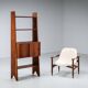 Italian bookcase with three shelves and storage