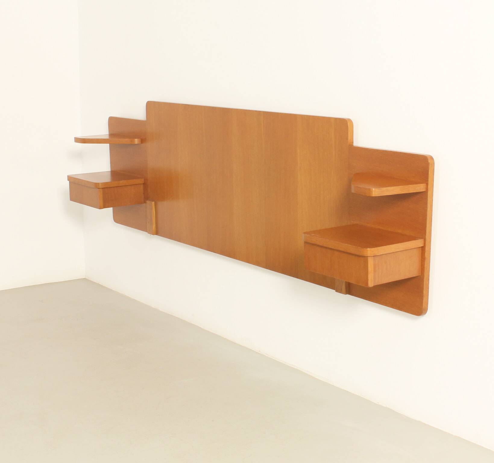 Headboard with teak bedside tables, France, 1960s
