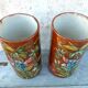 Paire de vases style Palissy école de Tours reliefs perroquets
