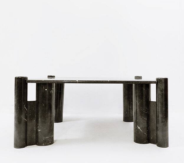 Mid-century modern Black marble square coffee table - 1970s