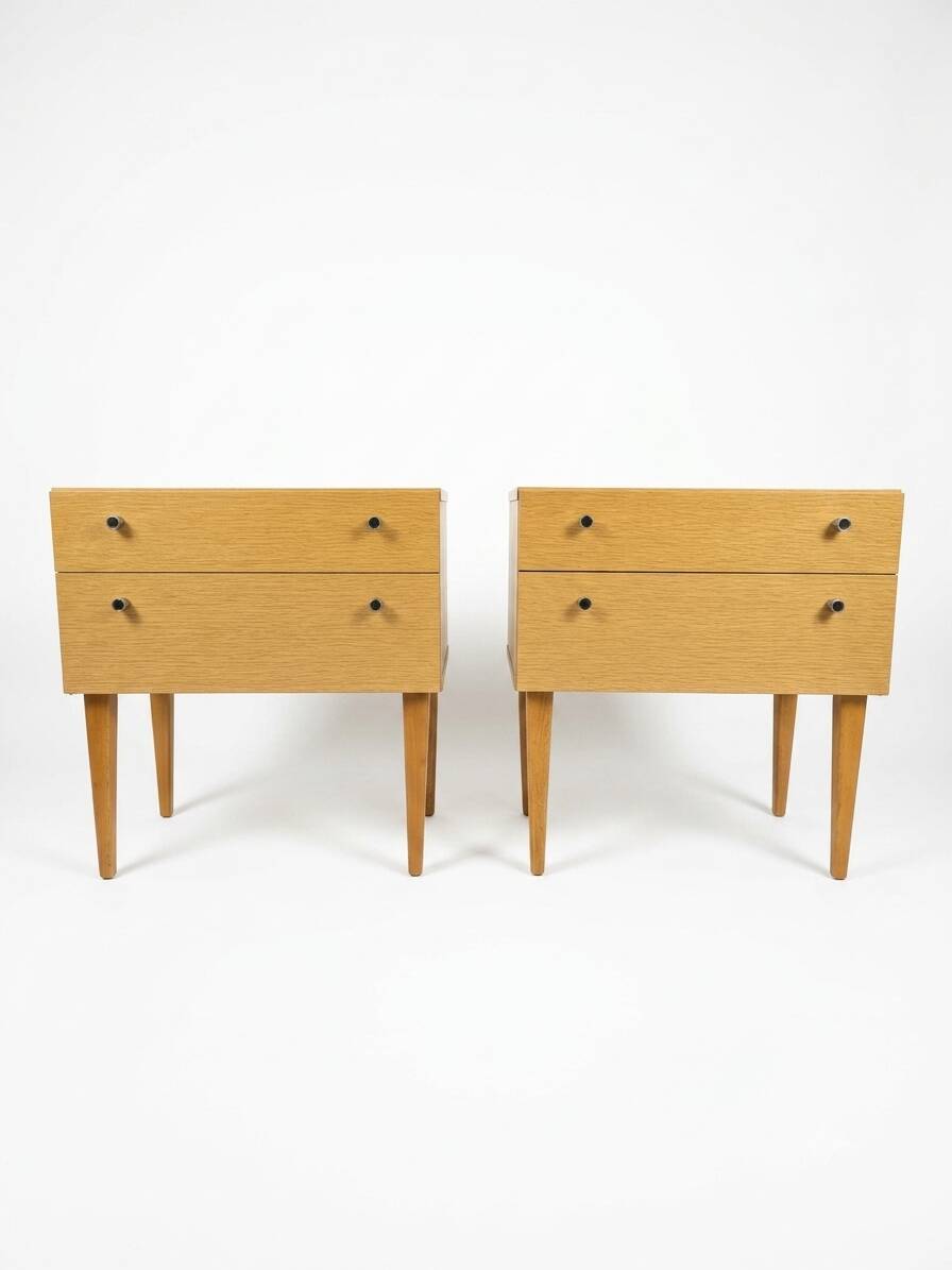 Pair of Scandinavian oak bedside tables from the 1960s.