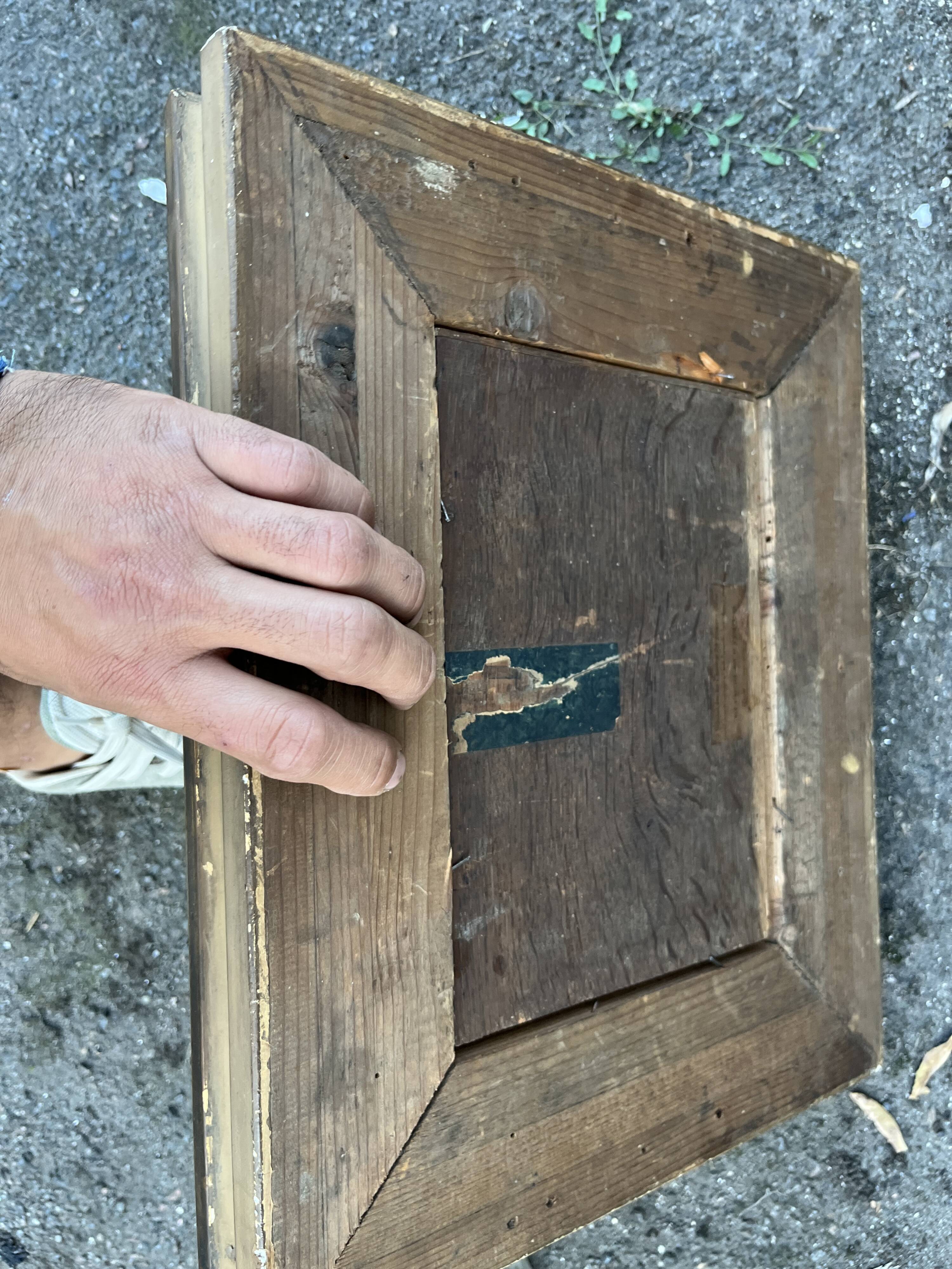 Old painting after A. Delcroix – lively seaside scene, 1841