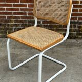 Cesca chair b32 model in white and wood by Marcel Breuer