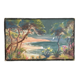 Mediterranean beach, watercolor on cardboard, early 20th century