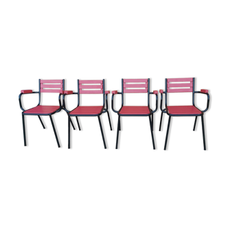 Suite de 4 fauteuils de jardin suisse vintageannées1960