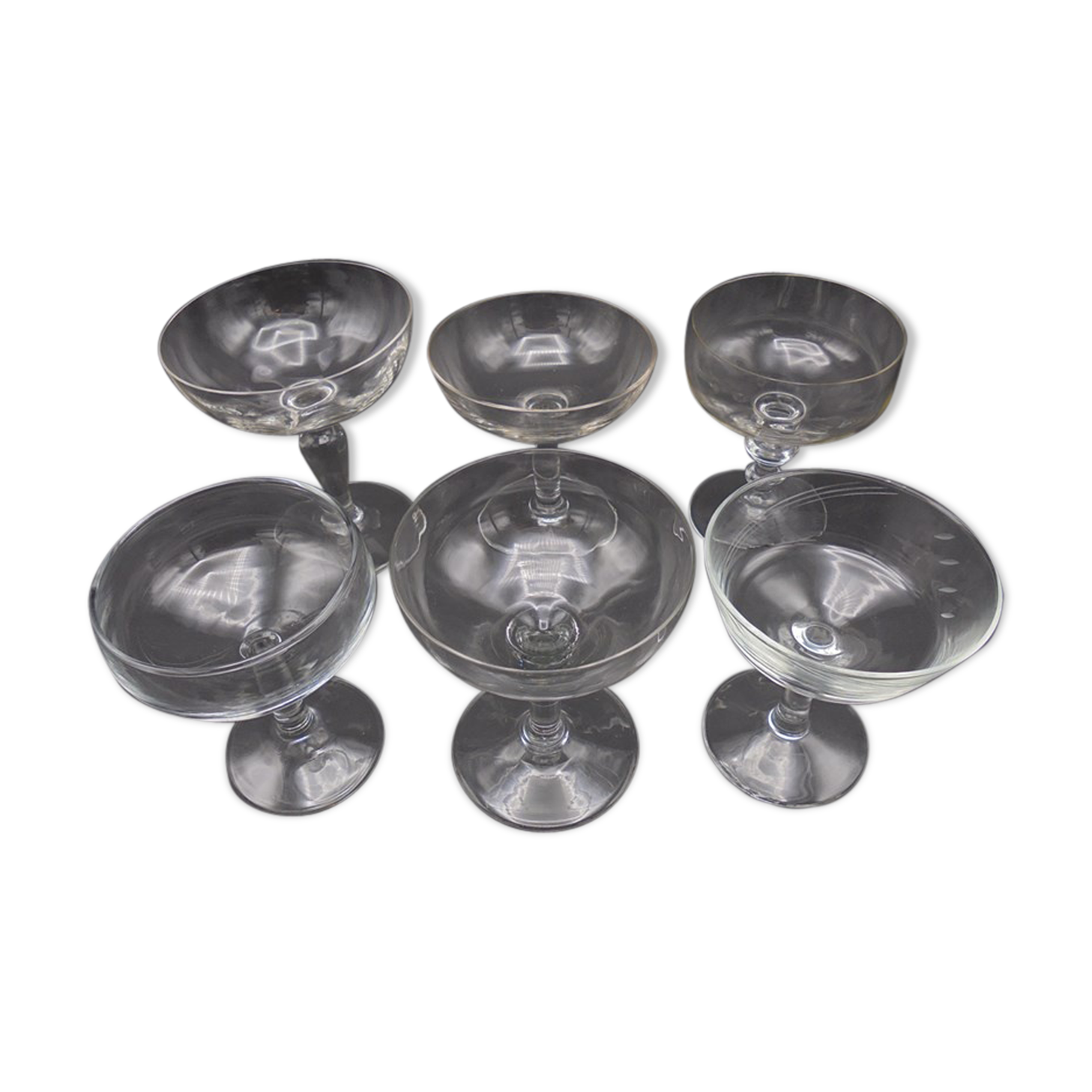 Lot 6 cups champagne mismatched