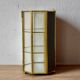 Petite vitrine octogonale vintage en verre transparent, verre miroir et laiton - présentoir à bijoux