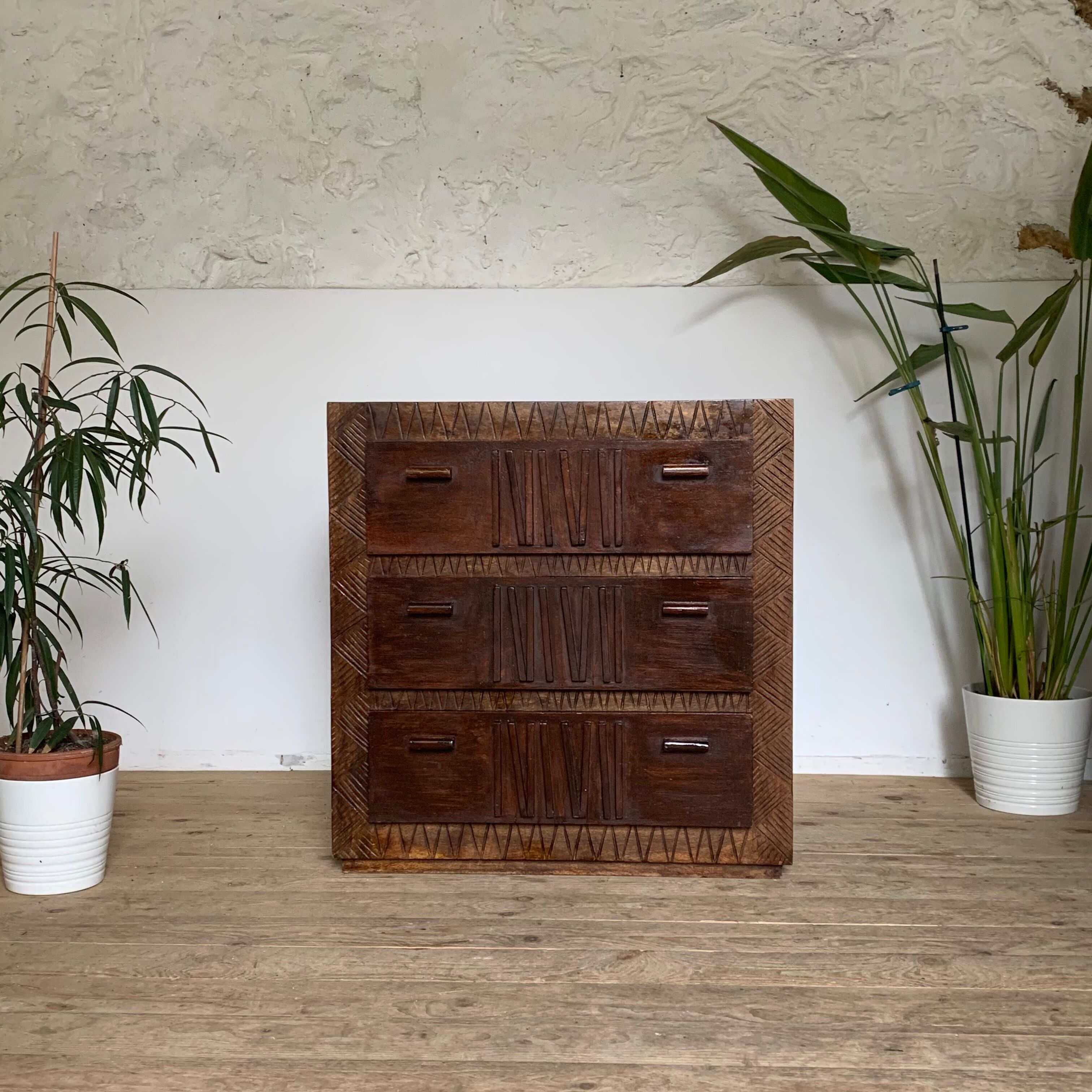 Commode bohème vintage en bois
