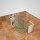 Table basse vintage en travertin et verre – Années 1970/1980