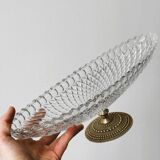 Molded glass bowl with gold metal base