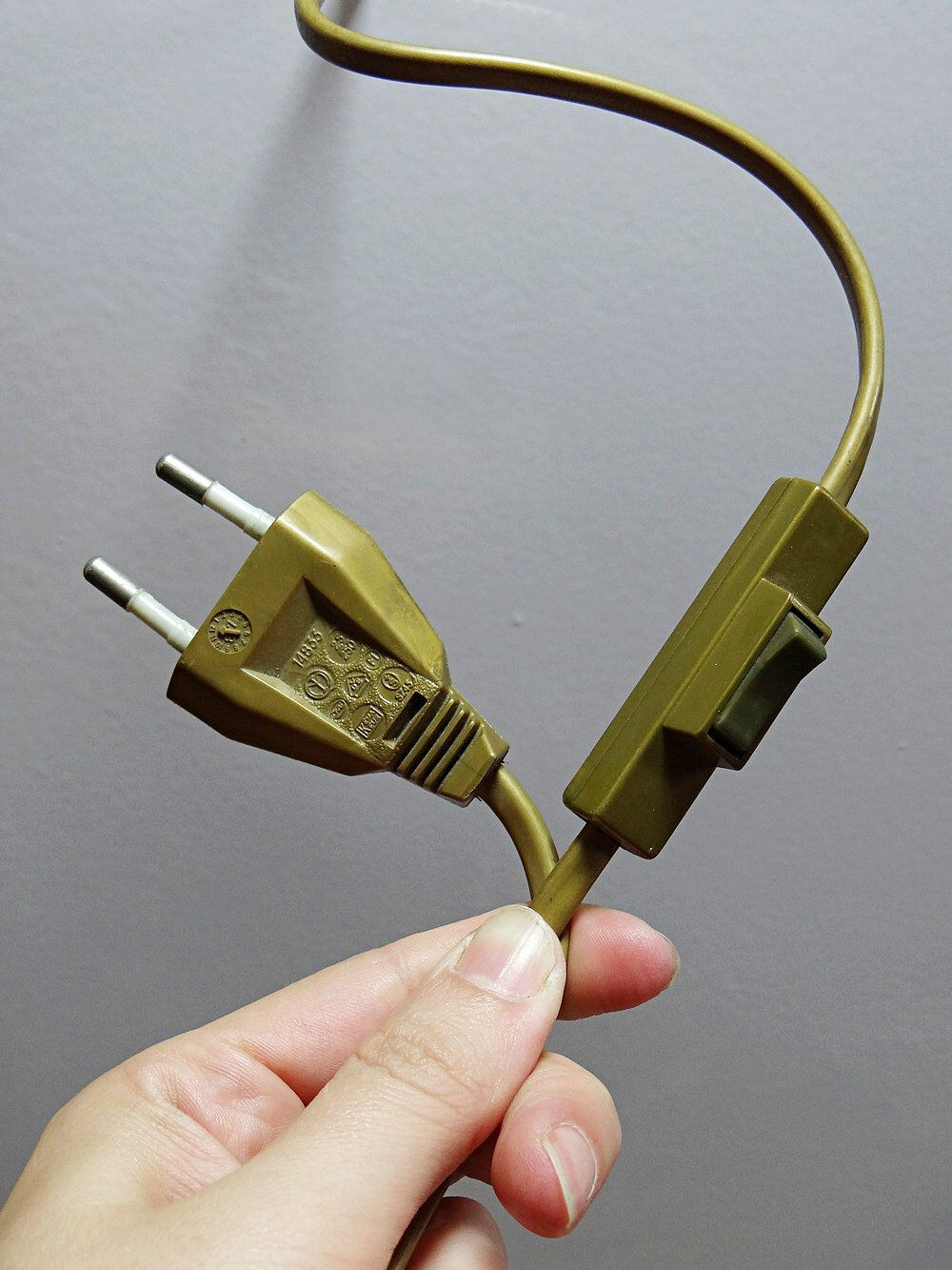 Vintage table lamp, glazed stoneware, perforated "Building" signed.