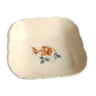 Ancient Saladier in Pink Ceramics by Digoin Sarreguemines Floral Decoration