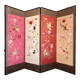 4-panel Japanese screen, 19th century, bird silk embroidery