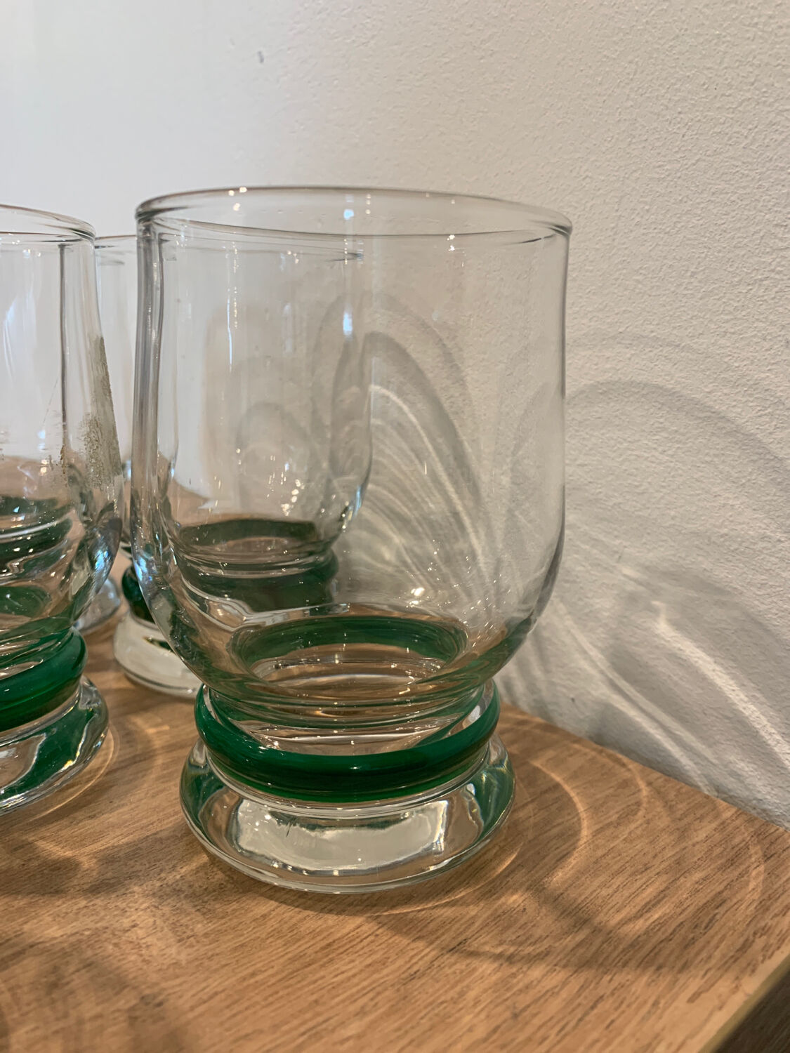 6 verres à eau soda avec bague liseret vert