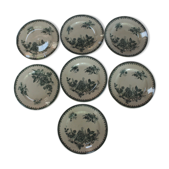 Set of 7 flat plates Sté Amandinoise St Amand, model Margot
