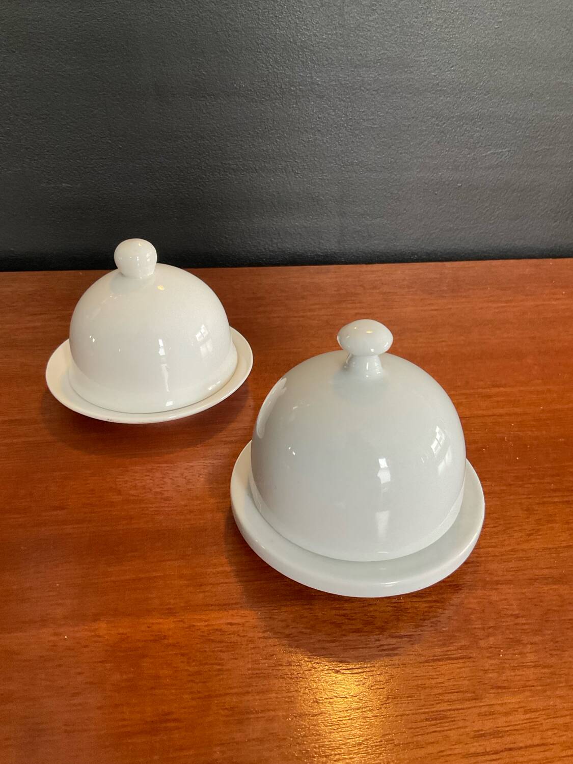 Two vintage porcelain butter dishes