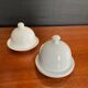 Two vintage porcelain butter dishes