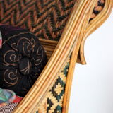 Large Polychrome Rattan Sofa - Orientalist