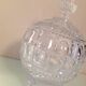 Globe candy box on tripod legs in chiseled glass / vintage 60s-70s