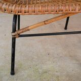 Vintage rattan bench feet metal
