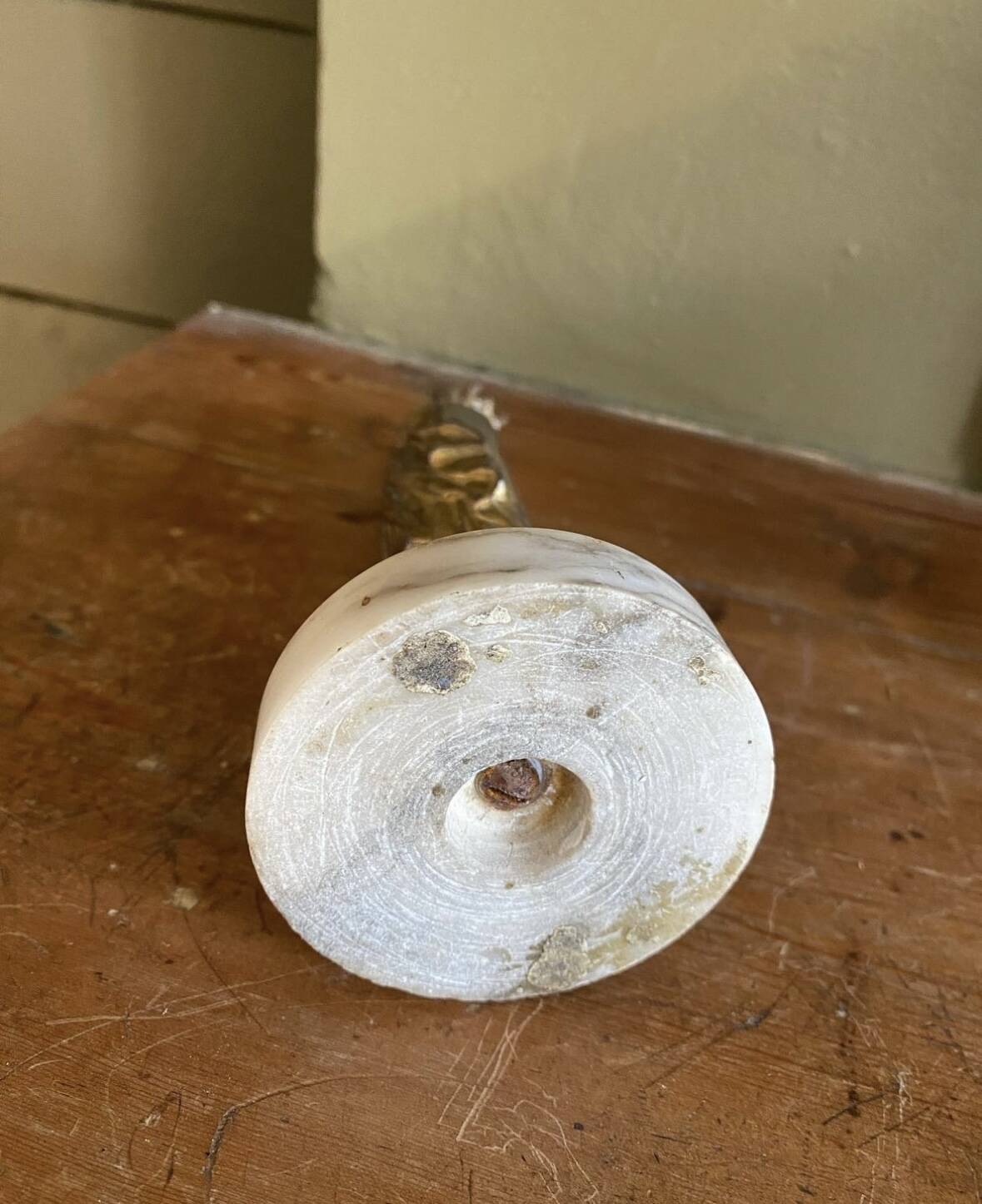 Virgin Mary crowned in metal and brass