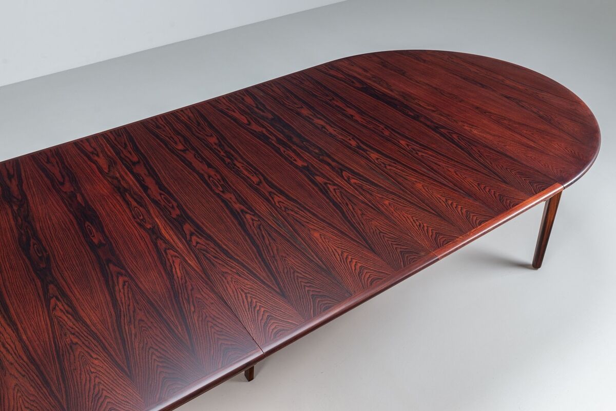 Henning Kjaernulf dining table in rosewood Soro Stole Denmark 1960