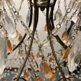 Lustre bronze cristal rose années 1950