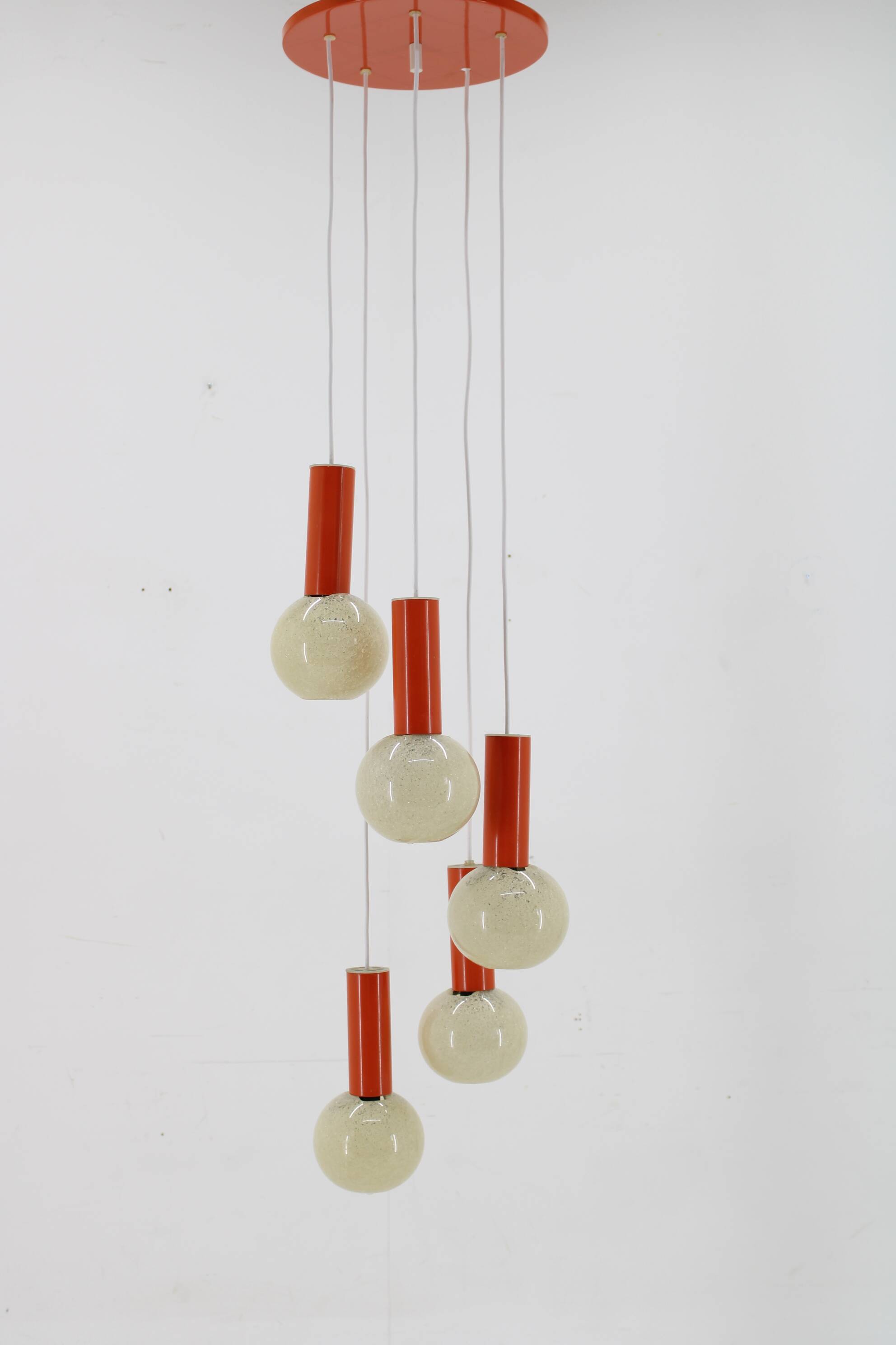 1970s Cascade Chandelier with Plastic Shades, Czechoslovakia