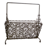 Hand wrought iron magazine rack 1950s collector vintage