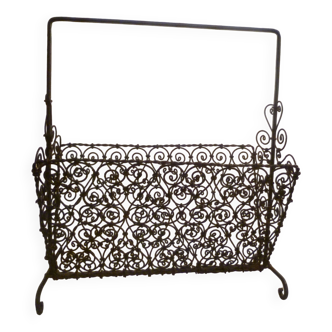 Hand wrought iron magazine rack 1950s collector vintage