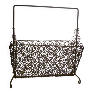 Hand wrought iron magazine rack 1950s collector vintage