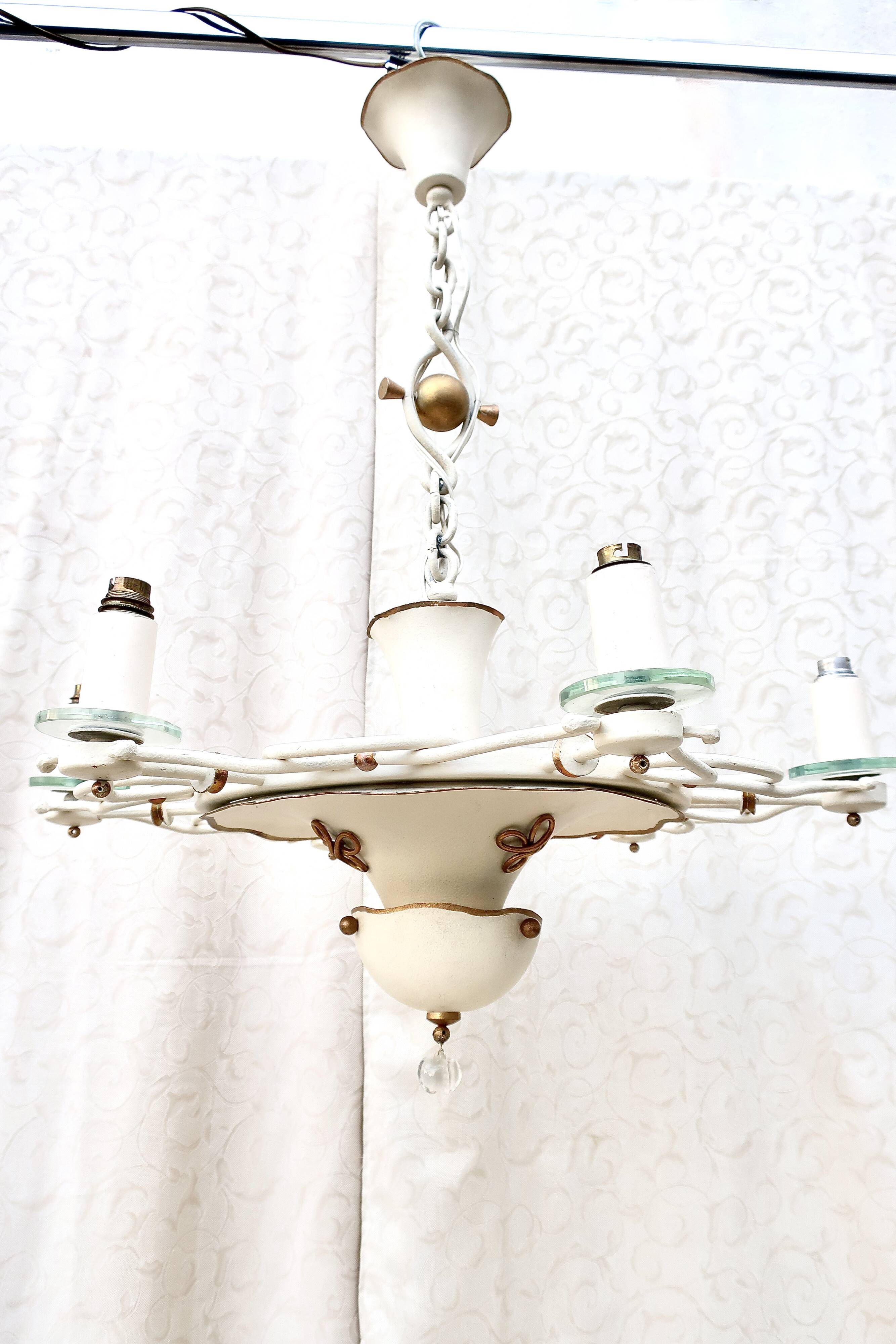 7-light art deco chandelier from the 1940s