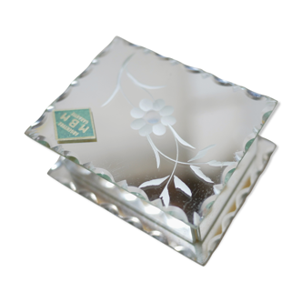 Art Deco jewelry box in beveled glass