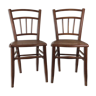 2 chaises à barrettes en bois et cannage