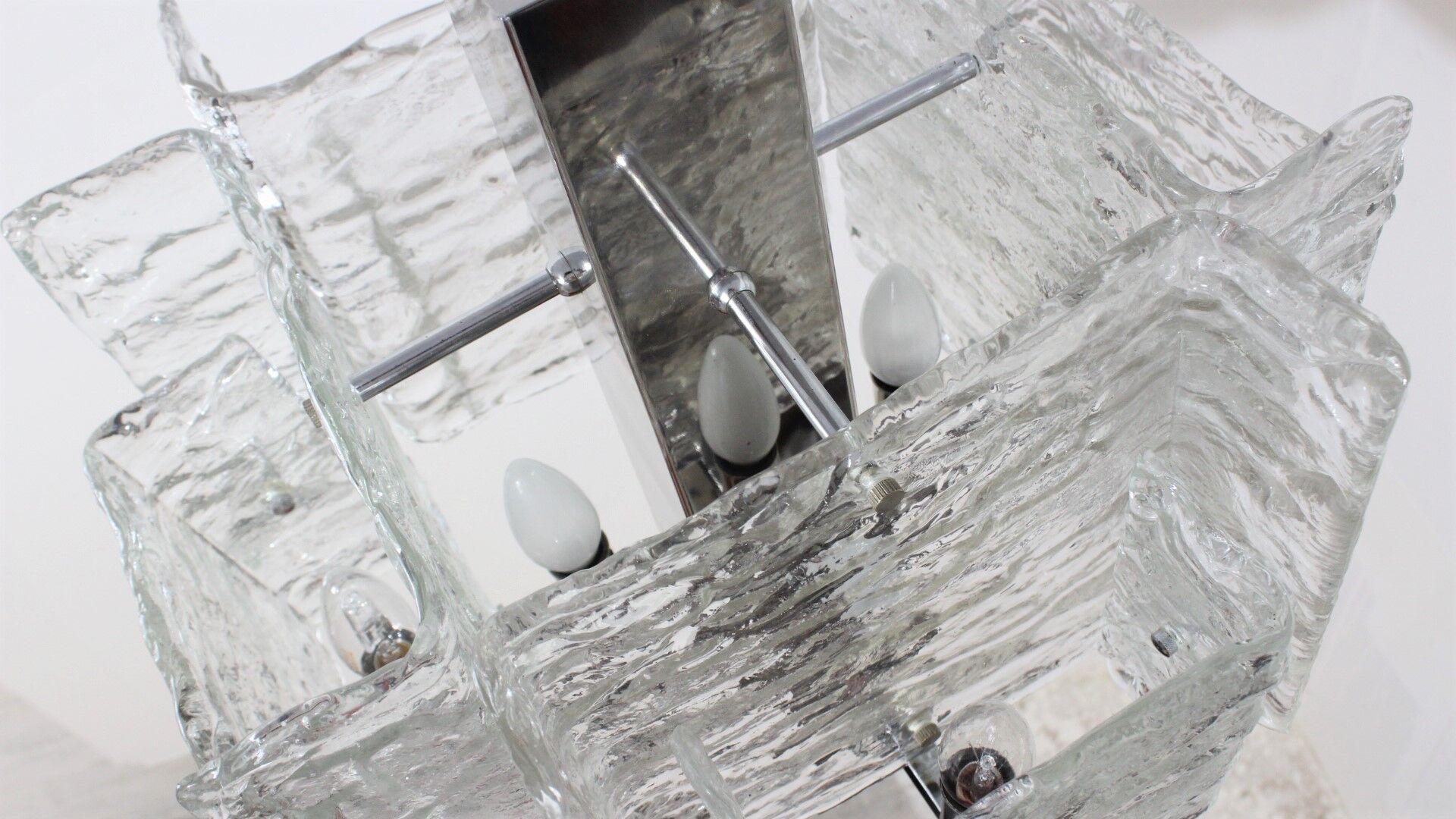 Murano glass pendant chandelier Mazzega 1970s