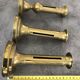 Set of 3 old brass copper zipper candlesticks
