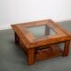 Walnut burl and glass coffee table circa 1980
