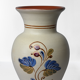 Vintage ceramic vase with bird decoration, signed.