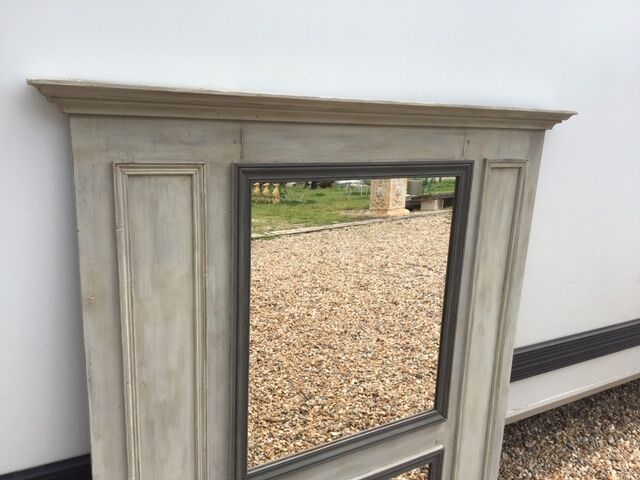 old trumeau mirror start xx to 2 mirrors patinated gray alpaca and gray trench coat 114x138cm