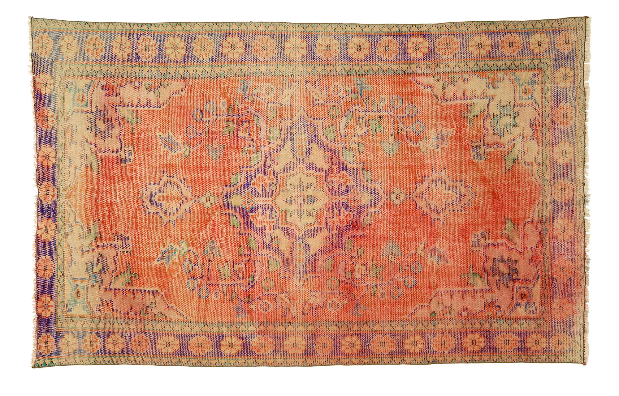 Anatolian handmade vintage rug 274 cm x 180 cm